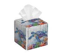 Tablero de madera para caja de pañuelos de estrella de mar, cuadrado, impermeable, de PVC, organizador de papel facial, dispensador para el hogar, oficina, baño, coche, mesa, mesita de noche, tocador