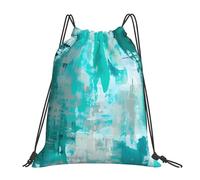 Tablero De Madera Vintage Cian Abstracto Hombre Mujer Mochila De Cuerdas Con Cordón Bolsa De Deporte Gran Capacidad Mochila Con Cordón Para Baloncesto Voleibol Playa