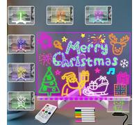 Tablero de mensajes acrílico transparente para escritura a mano, 11.81 x 7.95 pulgadas, 7 colores cambiantes, luz nocturna con control remoto, USB, pizarra blanca brillante con soporte plegable