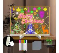 Tablero de mensajes borrable de acrílico, luz blanca cálida, 7.87 x 11.81 pulgadas, 7 colores, bolígrafos de escritorio, escritura a mano, lista de notas, calendario, soporte alimentado por USB para