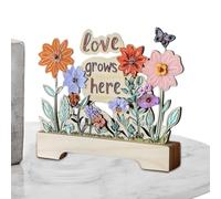 Tablero de mensajes de patio | Garden Love Grows Here - Letrero inspirador para patio, letreros de decoración de jardín, accesorios decorativos de madera, de escritorio para marcadores