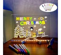 Tablero de Mensajes LED Luminoso, Pizarra de Mensajes con LED Luminosa, Tablero de Notas Acrílico Transparente LED, Tablero de Escritura Luminoso de Bricolaje con Soporte (30×20 cm)