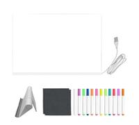 Tablero De Mensajes LED - Tablero Acrílico Transparente,Con 12 Rotuladores De Colores Y Soporte Plegable Ajustable De Dibujo Acrílico Luminoso De Borrado En - Para Adultos Y Jóvenes Cumpleaños