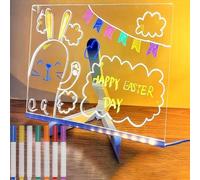 Tablero de mensajes LED, tablero de dibujo, incluye portalápices de 7 colores, tablero acrílico iluminado for marcar mensajes, tablero de dibujo acrílico reutilizable, 4 tamaños a elegir(15 x 15cm)