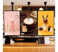 Tablero de menús digital LED, altura e inclinación ajustables, señalización retroiluminada montada en la pared para pantallas de restaurantes y cafeterías