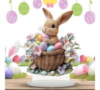 Tablero De Mesa De Pascua - Bandeja De Hangar De Dos Conejos De Pascua Con Decoraciones De Conejo De Pascua, Decoración De Mesa De Vacaciones De Acrílico 2D | Decoración De Bandeja De Nivel De Conejo