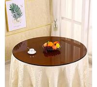 Tablero de mesa redondo de vidrio templado de 40 cm, 50 cm, 60 cm y 80 cm, transparente, con bordes redondeados en negro y marrón, ideal para exteriores, patios, cocinas, comedores o mesas d