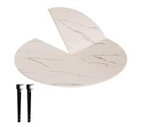 Tablero de Mesa Redondo Plegable Grande de 120-180 Cm, Tablero de Mesa Redondo Plegable de 4 Puntos, Tsin Patas, Ahorra Espacio, Fácil de Guardar(White,140cm/55)