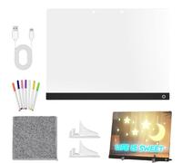 Tablero de notas LED, bloc de escritura acrílico, mensaje de borrado en seco, tablero de garabatos iluminado, 7 bolígrafos de colores incluidos, bloc iluminado alimentado por USB, oficina en casa