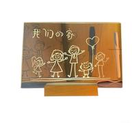 Tablero de notas LED con base de madera, marcador de mensajes acrílico para escritorio, pizarra blanca con bolígrafo para oficina, escuela, hogar (#2)