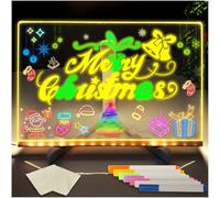 Tablero de Notas LED con Bolígrafo de 7 Colores, Tablero Mágico para Niños para Escribir Mensajes Tablero de Dibujo Acrílico con Luz de Borrado en Seco para la Escuela la Cafetería el Hogar