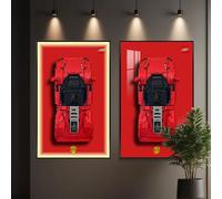 Tablero de pared para Lego Technic 42143 Ferrari Daytona SP3, compatible con coches Lego, ideas de engranajes para entusiastas del montaje en pared de coche Lego, solo tablero de pared, 80 x 50 cm