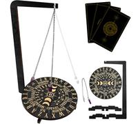 Tablero de péndulo con guía de práctica espiritual de radiestesia de cristal Soporte de péndulo Fácil de montar y usar Soporte de madera para una decoración de ambiente relajante