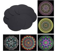 Tablero de pintura de mandala de 8 piezas, papel de mandala de cartón de pintura negro redondo para pintar y dibujar con puntos