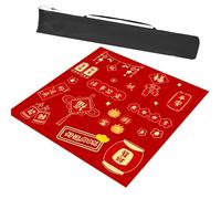 Tablero de póquer portátil, Estera del Juego de Mahjong póker con tamaños múltiples Rojos y Negros Bolso Almacenamiento(Red,31.5x31.5inch/80x80cm)