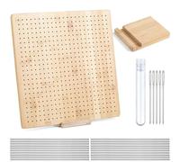 Tablero de Proyecto de Macramé Kit de tablero bloqueo ganchillo madera con pasadores varilla acero inoxidable for tejer cuadrados abuela amantes la artesanía(13 Inch)