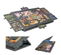 Tablero de Puzzle Inclinable con Soporte y Tapa 2-En-1, Almacenamiento de Meseta de Fieltro Superligera con 6 Cajones para Adultos, para Rompecabez Dark Gray 110 x 80 x 4.2 cm/ 43.31 x 31.5 x 1.65 in