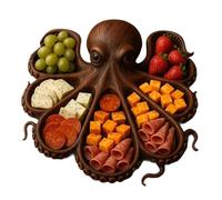 Tablero De Queso - Tableros De Embutidos | Platters De Alimentos De Pulpo De Madera | Diseño De Partición Que Sirve Bandejas Para Fiestas | Bandeja De Embutidos Y Tablero De Carne De Servic