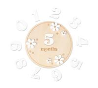 Tablero de registro de madera, juego de piedras circulares | 15 cm tamaño 50 g peso paquete de 11 unidades | Regalo recuerdo del primer cumpleaños con para la memoria de la Cre