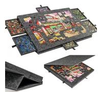 Tablero de Rompecabezas con 6 cajones y Cubierta, hasta 1500 Piezas, Tablero de Rompecabezas de Fieltro portátil liviano con Soporte Ajustable, para Adultos y niños Dark Grey 1500 Pieces