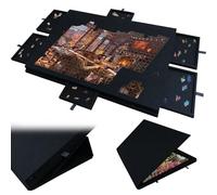 Tablero de Rompecabezas con 6 cajones y Cubierta, hasta 1500 Piezas, Tablero de Rompecabezas de Fieltro portátil liviano con Soporte Ajustable, para Adultos y niños Black 1000 Pieces