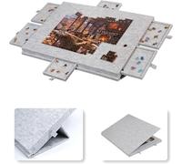 Tablero de Rompecabezas de 1000 Piezas: Mesa de Rompecabezas Plegable e inclinable con Soporte y Cubierta diseñados 2 en 1 Estuche de Almacenamiento de Fieltro liviano con 6 cajones Mesa Silver-Gray