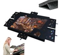 Tablero De Rompecabezas Inclinable, Rompecabezas De 1000 Piezas con Soporte Y Cubierta 2 En 1, Estuche De Almacenamiento Ligero De Fieltro con 6 Cajones para Adultos, Mesa De Rompec 1500 Pieces Black