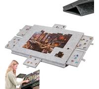Tablero De Rompecabezas Inclinable, Rompecabezas De 1000 Piezas con Soporte Y Cubierta 2 En 1, Estuche De Almacenamiento Ligero De Fieltro con 6 Cajones para Adultos, Mesa De R 1500 Pieces Light Grey