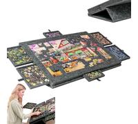 Tablero De Rompecabezas Inclinable, Rompecabezas De 1000 Piezas con Soporte Y Cubierta 2 En 1, Estuche De Almacenamiento Ligero De Fieltro con 6 Cajones para Adultos, Mesa De Ro 1500 Pieces Dark Grey