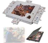 Tablero de Rompecabezas Inclinable y Plegable con Cubierta con Soporte de Diseño 2 en 1, Mesa Portátil para Rompecabezas con 6 Cajones para Adultos Silver Grey 1000pcs