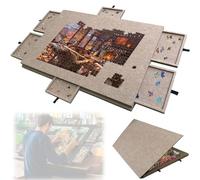 Tablero de Rompecabezas Inclinable y Plegable con Cubierta con Soporte de Diseño 2 en 1, Mesa Portátil para Rompecabezas con 6 Cajones para Adultos Dark Camel 1500pcs