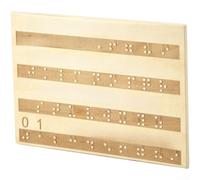 Tablero del alfabeto en braille con letras grabadas y puntos elevados - Herramienta de aprendizaje táctil Diapasón de madera para letras números puntuación