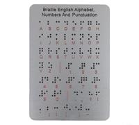 Tablero del alfabeto en braille para principiantes hecho de metal con puntos elevados, letras, números y signos de puntuación para aprender y enseñar braille