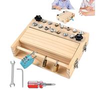 Tablero Destornillador - Juego de Madera para Aprendizaje | Juguete interactivo para padres e hijos con llaves y cerraduras, diseño duradero y para el desarrollo, ideal para el cumpleaños