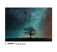 Navaris Tablero de Notas magnético - Pizarra con diseño de Noche Estrellada - Pizarra magnética con Marcador Negro y 5 imanes - 70 x 50 CM