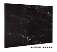 Tablero magnético con diseño marmoleado negro con rotulador e imanes 90 x 60CM