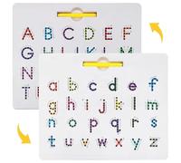 Tablero magnético de Letras de Doble Cara con imanes de Alfabeto en mayúsculas y minúsculas. Letras magnéticas del Alfabeto con Orden de Trazos para el Aprendizaje y el Dibujo sensorial de niñ
