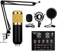 Tablero mezclador de tarjeta de sonido en vivo, tablero mezclador, mezclador de escenario, V8, juego de micrófono de condensador, cambiador de voz, sonido múltiple de 2 canales para transmis