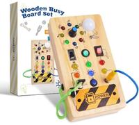 Tablero Ocupado Juguete Montessori 1 2 3 4 Años, Actividades Tablero Para Bebé De Madera Con 8 Interruptores 15 Luces Led, Juguete De Aprendizaje Habilidades Motoras, Regalo Niño Niña 12 18 Meses