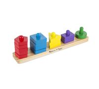 Tablero para apilar y clasificar Melissa & Doug: juguete educativo de madera para ni os de 2 a os en adelante con 15 piezas de madera maciza