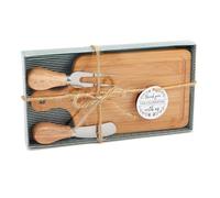 Tablero Para Quesos Set,Tablero Para Alimentos | Bandeja Cuadrada De Madera Para Embutidos Con Cubiertos Y Etiqueta De Agradecimiento Para Regalo Housewarming Boda Cocina Hogar Invitados Cumpleaños