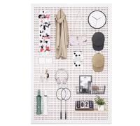 Tablero perforado para herramientas Kit de tablero perforado for montaje en pared, paneles de almacenamiento metálicos con ganchos, multicolor, varios tamaños(White,150X50X2.5cm)