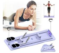 Tablero Reformador Pilates, Reformer Plegable para Pilates Tabla Ejercicios Multifuncional Tabla Pilates con Contador LED Tabla Ejercicios con Mango Ajustable De Rebote Automático (Púrpura)