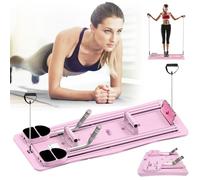 Tablero Reformador Pilates, Reformer Plegable para Pilates Tabla Ejercicios Multifuncional Tabla Pilates con Contador LED Tabla Ejercicios con Mango Ajustable De Rebote Automático (Rosa)
