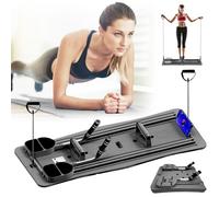 Tablero Reformador Pilates, Reformer Plegable para Pilates Tabla Ejercicios Multifuncional Tabla Pilates con Contador LED Tabla Ejercicios con Mango Ajustable De Rebote Automático (Negro)