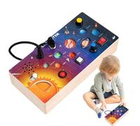 Tablero Sensorial De Madera,Tablero Sensorial De Madera del Solar - Juego Educativo Interactivo Portátil con Controlador Luces LED y Habilidades Motoras para Viajes, Hogar y Escuela