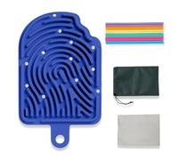 Tablero Sensorial Montessori de Silicona para Niños, Juguete Sensorial Fidget Toy para Autismo y TDAH, Panel de Actividades con 12 Cordones y Bolsa, Juego de Viaje Portátil, Azul Marino