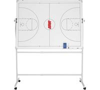 Tablero táctico de entrenamiento con ruedas de doble cara, tablero de estrategia de baloncesto de 35,4 × 23,6 pulgadas con panel reversible de 360°, altura ajustable y ruedas con bloqueo. Basketball