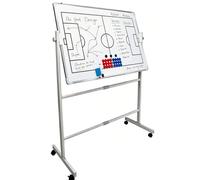 Tablero táctico de entrenamiento con ruedas de doble cara, tablero de estrategia de baloncesto de 35,4 × 23,6 pulgadas con panel reversible de 360°, altura ajustable y ruedas con bloqueo. Football
