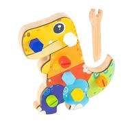 Tableros de destornillador | Tabla de tornillo de dinosaurio de 7.68 pulgadas | Juguetes educativos de madera Diseño de piezas removibles duraderos para mejorar las habilidades cognitivas y el aprendi